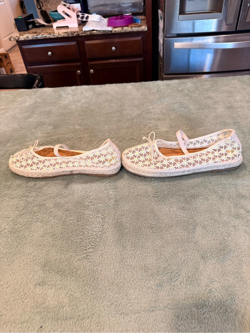 Madden Girl Women’s Size 9 Mesh Floral Mary Jane Flats Pink Lace Espadrille